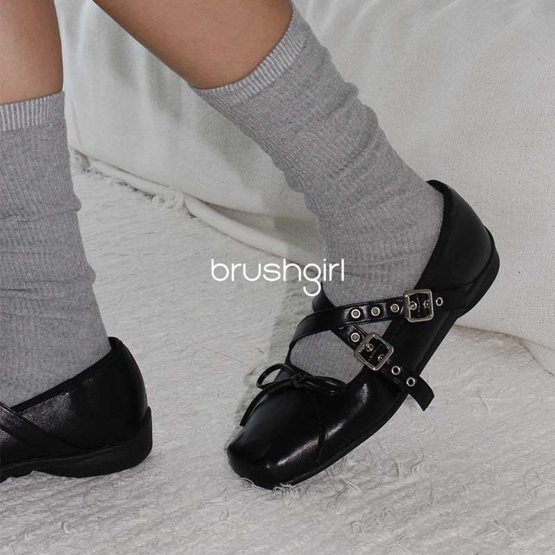 BRUSHGIRL韩代交叉皮带扣甜酷蝴蝶结猪鼻玛丽珍芭蕾单鞋高级金色,淘宝优惠券,粉丝福利购,淘宝优惠卷