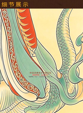 女娲娘娘神像画定制 绢布复古卷轴挂画 中式复古客厅装饰画定制