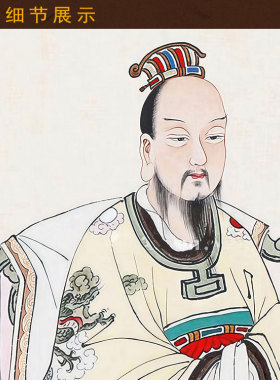 范蠡人物画像  陶朱公财神图 复古卷轴挂画 中式装饰画绢布材质