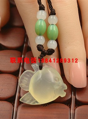冰种年年有余吊坠热带鱼玉坠