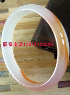 天然椭圆形玛瑙白色手镯