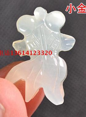 岫玉小金鱼吊坠长命百岁玉佩