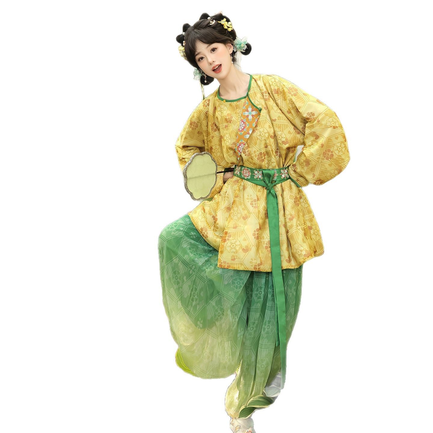 唐制原创汉服女2026春秋绣花短款圆领袍灯笼裤中国风日常通勤套装,淘宝优惠券,粉丝福利购,淘宝优惠卷