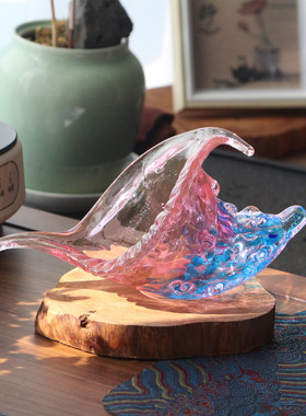 海螺摆件玻璃工艺品书柜海洋动物