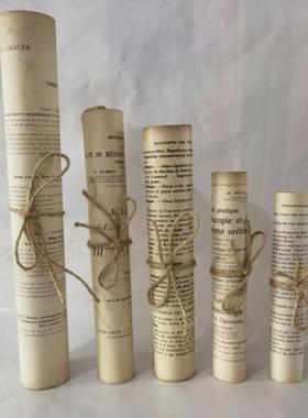 老外文书卷旧书卷英文书卷摄影道具复古旧书家居道具橱窗布景装饰