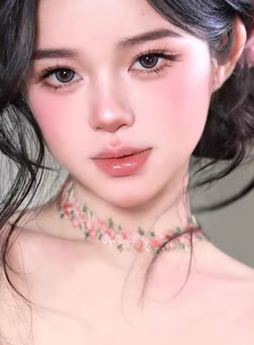 橘粉色花朵choker锁骨链颈链项圈春夏小众超仙纯欲风项链女款