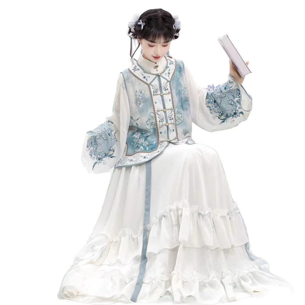 原创汉服女新中式小阔袖圆领衫国风刺绣上衣内搭汉元素秋冬日常,淘宝优惠券,粉丝福利购,淘宝优惠卷