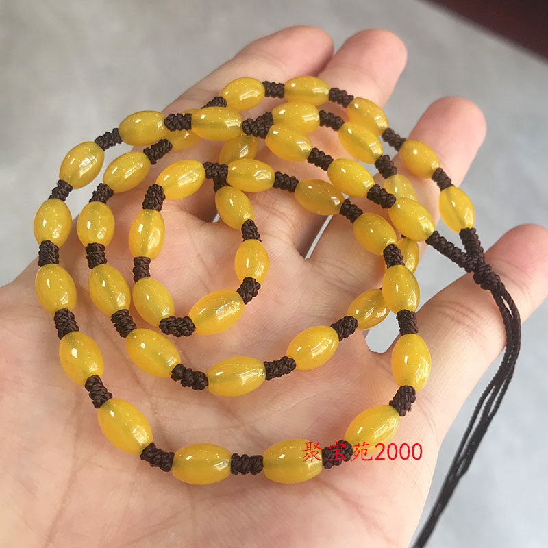 天然黄玛瑙项链男女黄玉髓米珠挂链本命年水晶挂件绳黄龙玉手工链,淘宝优惠券,粉丝福利购,淘宝优惠卷