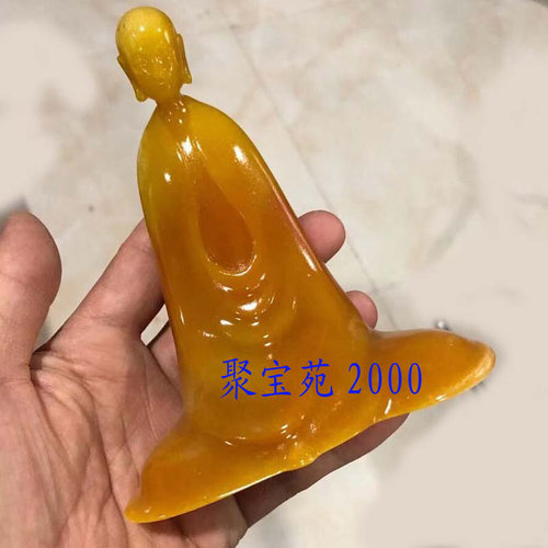 仿黄龙玉和尚僧人摆件创意禅意禅寂摆件玉石酒柜工艺品书房 - 图0