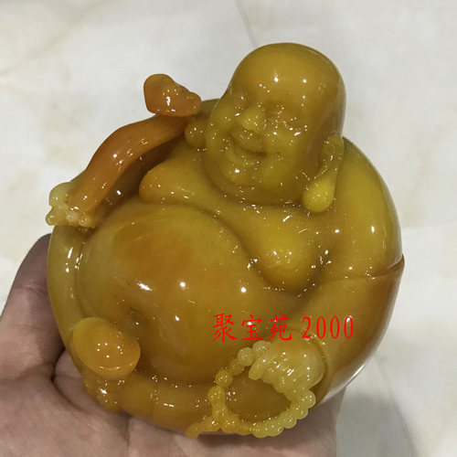 黄龙玉大肚佛摆件仿玉石弥勒佛车饰摆件家居笑佛黄腊石摆件黄田玉 - 图1