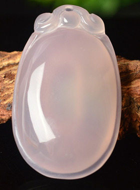 玛瑙粉紫色通透圆满如意玉吊坠