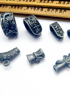 藏银天铁保色复古风合金三通吊管连接扣 diy手工手链项链饰品配件