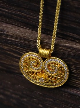 【元宝锦囊】沙金 元宝 万事如意 平安锁 项链 毛衣链