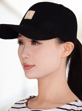 冠师傅帽子女韩版春秋灯芯绒B字母棒球帽男女潮牌百搭保暖鸭舌帽