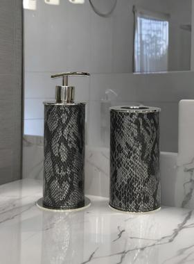 不锈钢皮质皂液器牙刷盒卫浴摆件