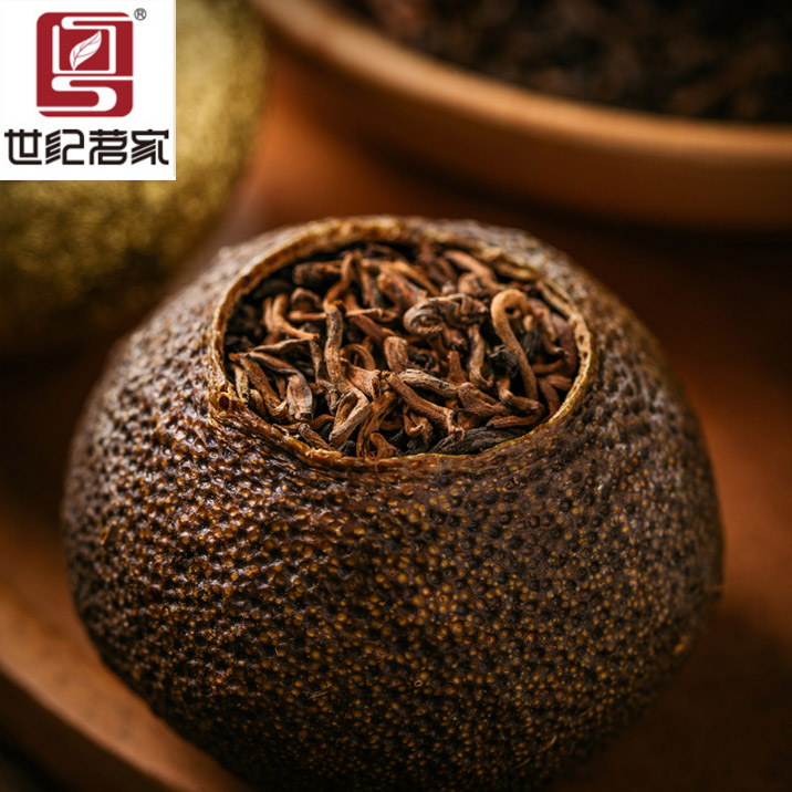 世纪茗家陈皮普洱茶云南熟茶叶大红柑普新会青柑橘子陈年老甘桔-图2