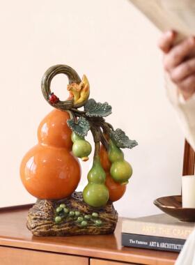 AM13非遗手工石湾陶五福葫芦摆件
