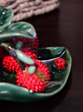 【本尼家】AM91非遗手工石湾陶瓷荔枝客厅乔迁送礼创意玄关摆件