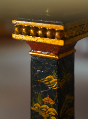 【本尼家】YS163法式中国风发丝黑底绘山水图案落地灯装饰摆件