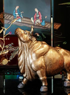 【本尼家】非遗手工石湾陶塑技艺神气牛牛陶瓷艺术品玄关摆件