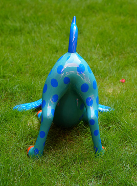 【本尼家】卡通彩绘蓝色波点大耳朵狗家居客厅落地装饰玄关摆件