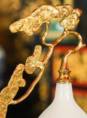 【本尼家】T109现代轻奢装饰迎客松葫芦台灯护眼灯床头客厅氛围灯