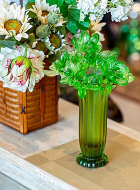 【本尼家】LL7非遗好物琉璃绿色水仙花瓶餐桌摆件客厅插花瓶礼物
