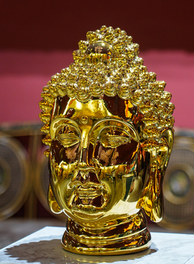 【本尼家】佛头家居装饰品佛头雕塑客厅玄关酒柜禅意摆件