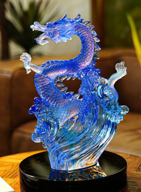 【本尼家】LL46非遗好物琉璃《云龙之志》办公室书房桌面玄关摆件