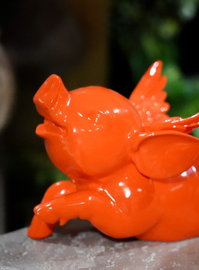 【本尼家】CH10现代创意彩绘卡通可爱装饰天使小飞猪家居玄关摆件