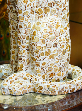 【本尼家】BJ05浅豹纹瓷片豹子手工贴片户外装饰玄关落地摆件