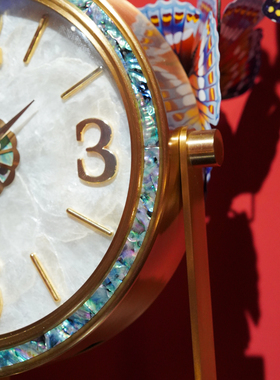 【本尼家】法式轻奢铜镶大理石天鹅客厅软白贝钟表装饰座钟摆件