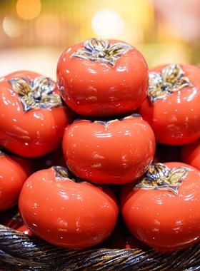 【本尼家】AM41非遗手工石湾陶柿子篮《事事如意》装饰玄关摆件