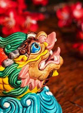 【本尼家】YJ23非遗手工彩釉交趾陶鳌鱼香炉书房桌面禅意摆件