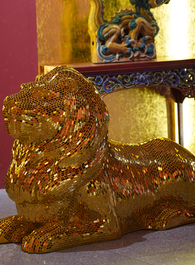 【本尼家】BJ15玻璃钢狮子卧狮造型镜片贴片装饰户外门口艺术摆件