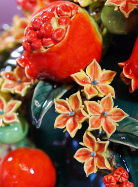 【本尼家】AM10非遗手工石湾陶摆件大号石榴装饰插花瓶玄关摆件