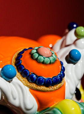 【本尼家】AM70非遗手工石湾陶瓷大狮头国潮文化醒狮装饰玄关摆件