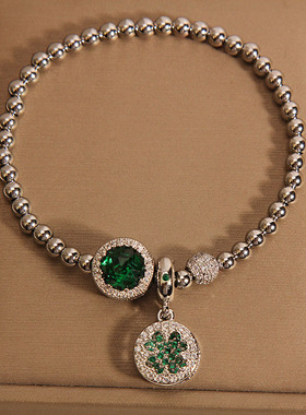 潘家风格手链女小众轻奢微镶绿色串珠精致手串送学生闺蜜礼物手镯