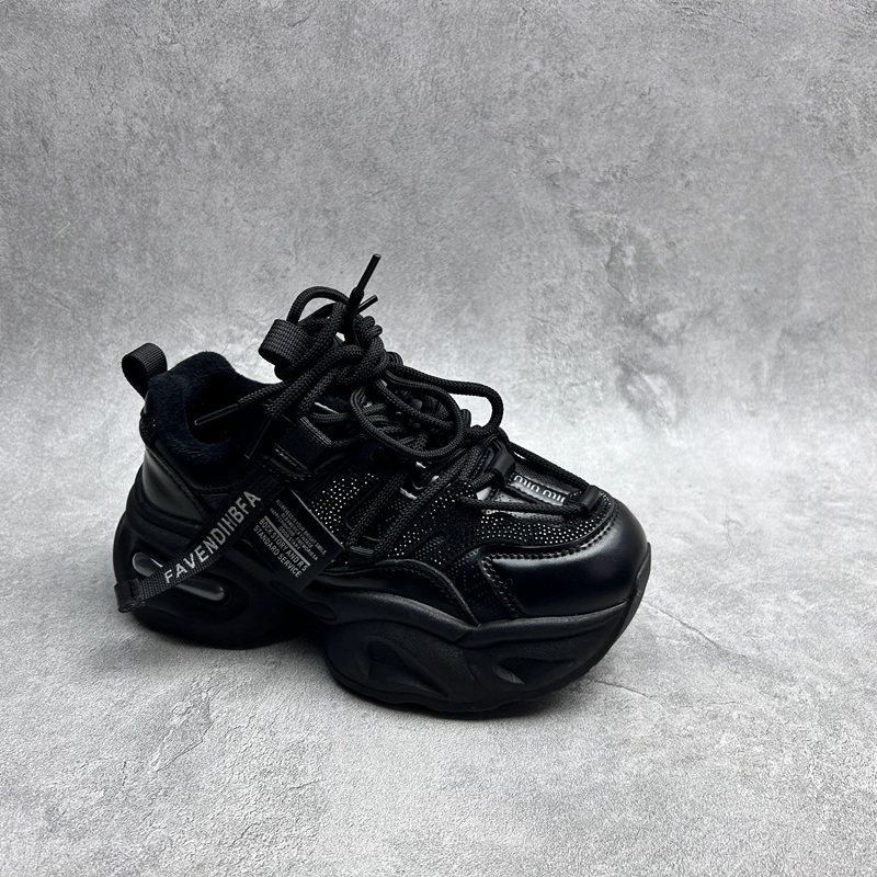 工厂断码pu运动鞋女2025秋季新款老爹鞋圆头系带厚底增高女板鞋,淘宝优惠券,粉丝福利购,淘宝优惠卷