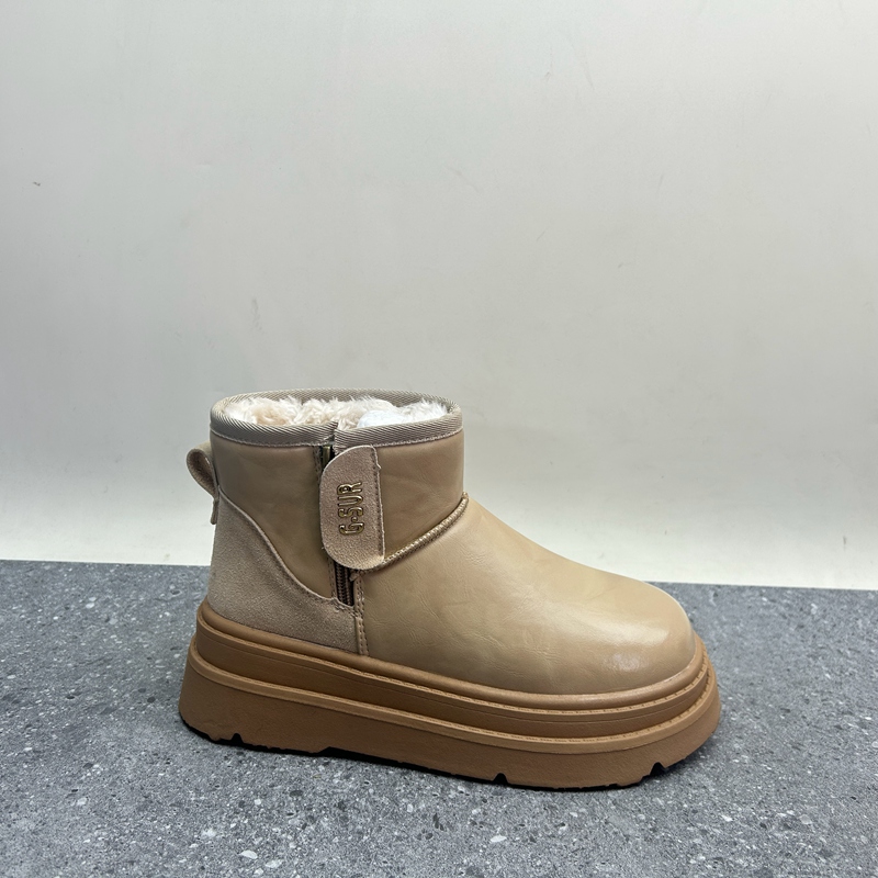 工厂2024处理冬款断码女鞋雪地靴厚底套脚绒里耐磨女短靴松糕底 - 图2