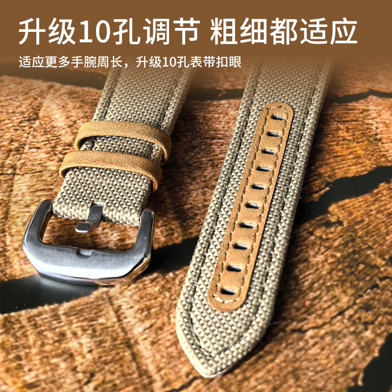 通用海鸥表6109中国人民志愿军快拆复古帆布真皮表带22mm配件24MM,淘宝优惠券,粉丝福利购,淘宝优惠卷