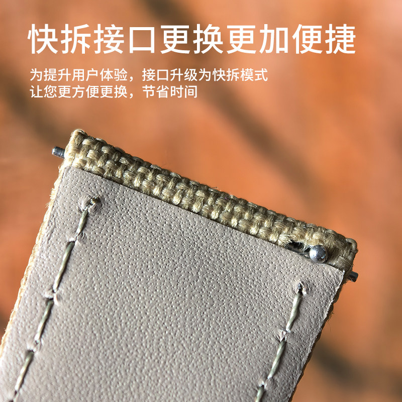 通用海鸥表6109中国人民志愿军快拆复古帆布真皮表带22mm配件24MM,淘宝优惠券,粉丝福利购,淘宝优惠卷