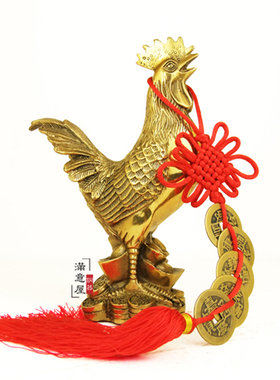 黄铜福字鸡招财家居工艺摆设装饰
