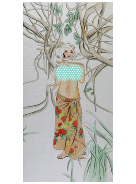 手绘国画工笔画仕女装饰画中式