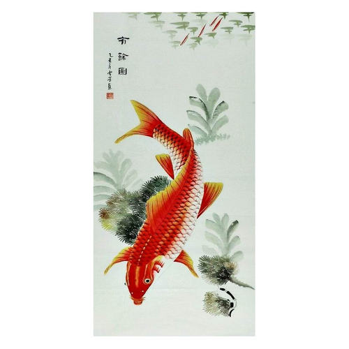 工笔画鱼四尺国画纯手绘中式客厅餐厅装饰画顾雪芳鸿运当头136GG - 图1