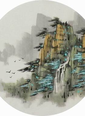 无款小品国画山水中式客厅装饰画