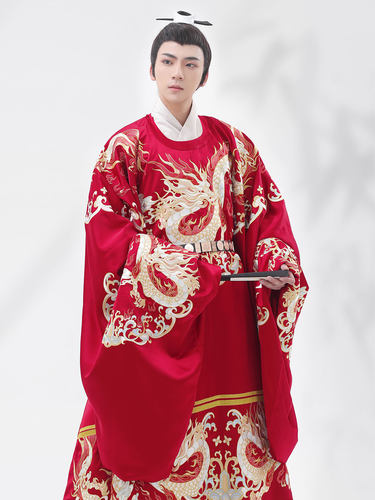 桃花序【沧龙】汉服明制圆领袍龙袍满绣全套婚服嫁衣系列 - 图1