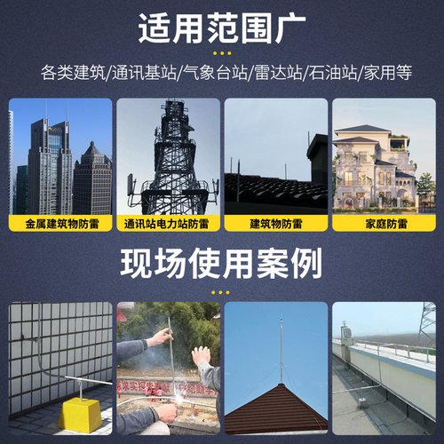 避雷针屋顶室外农村自建房接闪器别墅房屋家用工业级镀锌防雷针 - 图3