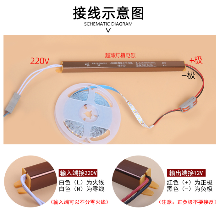 led超薄广告灯箱标识灯带电源变内置细长条变压器220V转DC12V24V - 图2