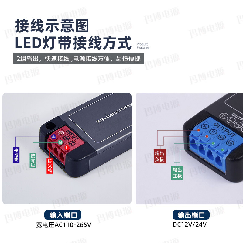 超薄窄扁细长条微小体积灯带变压器AC110V~220V转24V广告灯箱电源,淘宝优惠券,粉丝福利购,淘宝优惠卷